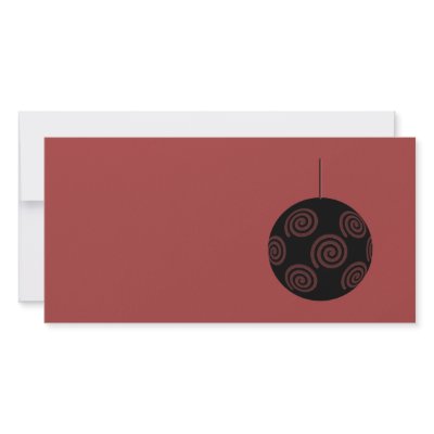 Black and Burgundy Red Christmas Bauble. Personalized Photo Card by Graphics_By_Metarla