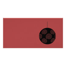 Black and Burgundy Red Christmas Bauble. Personalized Photo Card
