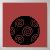Black and Burgundy Red Christmas Bauble. Print