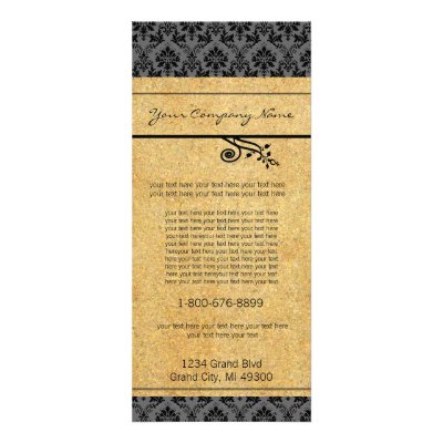 Black and Carmel Damask  Rack Card by samack