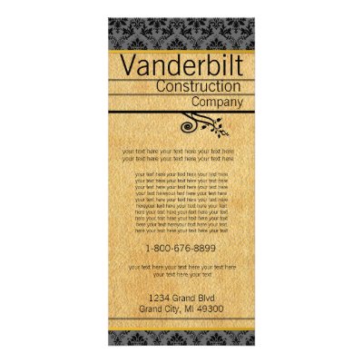 Black and Carmel Textured Damask  Rack Card by samack