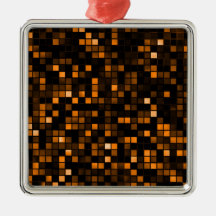 Black And Copper 'Meteor Shower' Squares Pattern Ornament