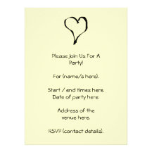 Black and Cream Love Heart Design. Personalized Invitation