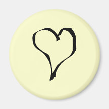 Black and Cream Love Heart Design. Refrigerator Magnet