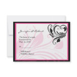 Black and Dark Pink Floral Scroll Response Card Invitation