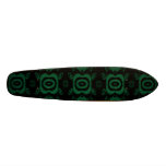 Black and Emerald Green Flower Design. Skate Board Deck