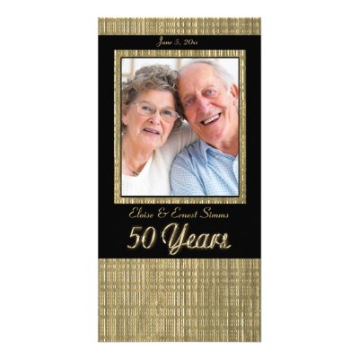 Black and Gold 50 Year Anniversary Photo Card by NiteOwlStudio