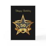 Black and Gold 50th Birthday Star Card