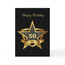 Black and Gold 50th Birthday Star Card