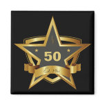 Black and Gold 50th Birthday Star Magnet