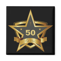 Black and Gold 50th Birthday Star Magnet