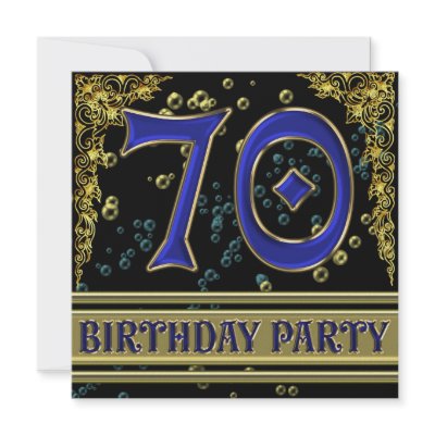 Black and Gold 70th Birthday party Personalized Announcement by Eggznbeenz