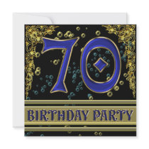 Black and Gold 70th Birthday party Personalized Announcement