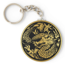 Black and Gold Chinese Dragon key-chain Key Chain