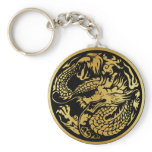 Black and Gold Chinese Dragon key-chain keychains