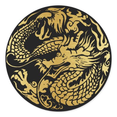 Black and gold Chinese Dragon Sticker by AV_Designs