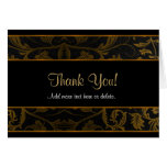 Black and Gold Damaask- Thank You Card