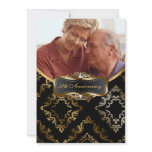 Black and Gold Damask Photo Invite invitations