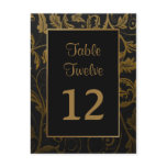 Black and Gold Damask Table Seating Number