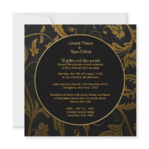 Black and Gold Damask Wedding Invitation -Square 2