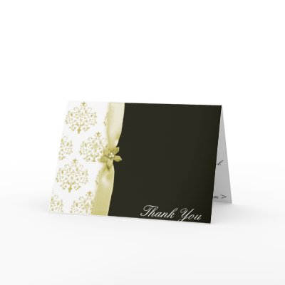 Black and gold damask wedding Thank you card by Cards_by_Cathy