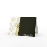 Black and gold damask wedding Thank you card