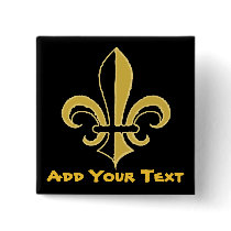 Black and Gold Fleur de lis Button