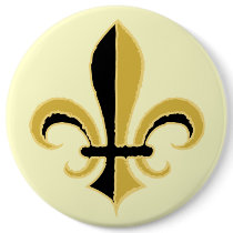 Black and Gold Fleur de lis Button