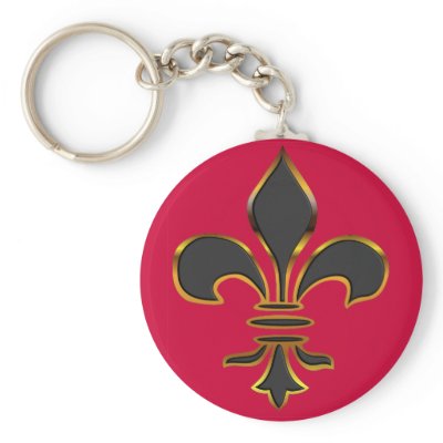 Black and gold Fleur-de-lis...KeyChain by 777Images