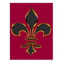 Black and Gold Fleur-de-lis Postcard