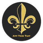 Black and Gold Fleur de lis Round Sticker