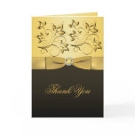 Black and Gold Floral Jewelled Thank You Card