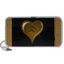 Black and Gold Heart Scroll Accent Mp3 Speaker