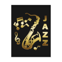 BLACK AND GOLD JAZZ POST CARD