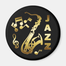 BLACK AND GOLD JAZZ REFRIGERATOR MAGNET