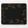 Black And Gold Ornate Leaves Mousepad