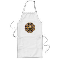BLACK AND GOLD PEACE SIGN APRON