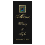 Black and Gold Peacock Feather Menu Card