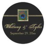 Black and Gold Peacock Feather Wedding Sticker