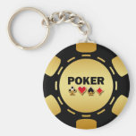 BLACK AND GOLD POKER CHIP KEY CHAINS