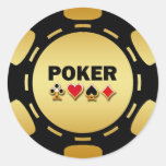 BLACK AND GOLD POKER CHIP STICKERS