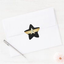 Black And Gold Star Monogrammed Star Sticker