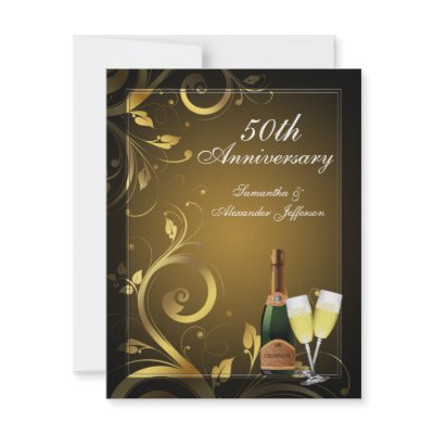 Black and Gold Swirl Custom 50th Anniversary Party by CustomInvites
