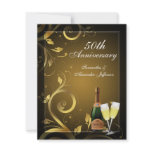 Black and Gold Swirl Custom 50th Anniversary Party invitations