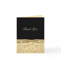 Black and Gold Thank You Card with Gold Ribbon