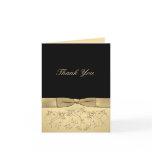 Black and Gold Thank You Card with Gold Ribbon