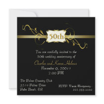 Black and Gold Tone Anniversary Invitation
