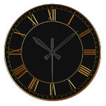 Black and Gold Vintage Roman Numeral Round Wall Clocks