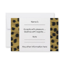 Black and Golden Brown Cheetah Print Pattern. Custom Invitations