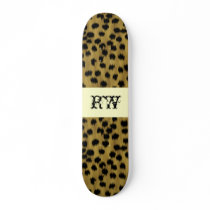 Black and Golden Brown Cheetah Print Pattern. Skate Boards